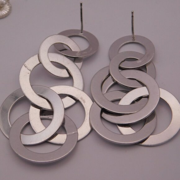 VINTAGE SILVER DROP EARRINGS - Picture 11 of 16